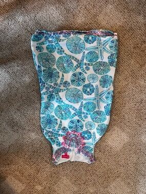 Blue & Turquoise Printed Strapless Dress